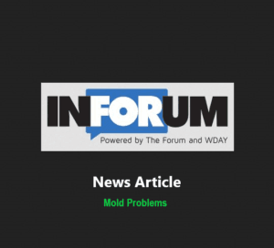 InForum logo powered by The Forum and WDAY, with a caption reading "News Article" and sub-caption "Mold Problems" on a black background.