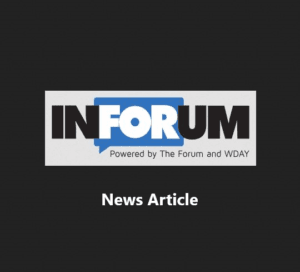 InForum logo with the text "Powered by The Forum and WDAY" on a black background, and "News Article" written below.