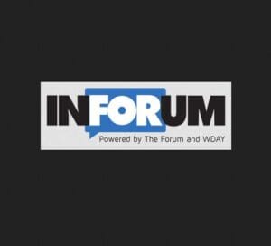 InForum logo with text reading 'Powered by The Forum and WDAY' on a grey background.