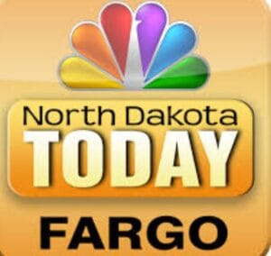 NBC North Dakota Today Fargo logo with a colorful peacock emblem above the text "North Dakota Today" and "Fargo" on a gradient yellow background.