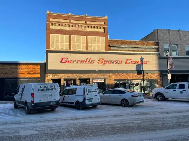 A retail storefront building — commercial building inspected by Nordic Inspections in Devils Lake, ND.