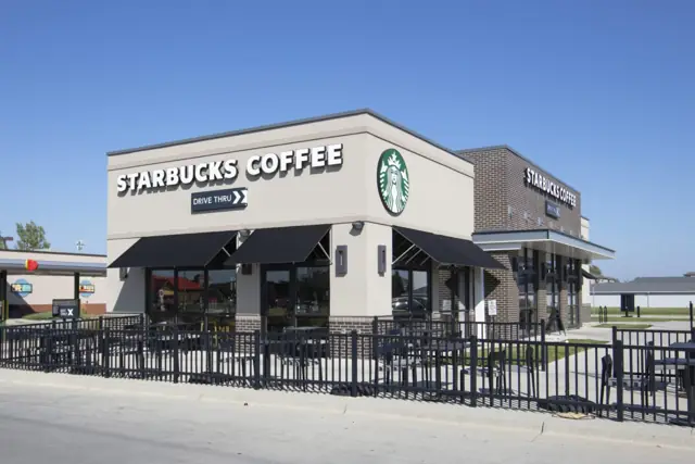 A coffee shop with a drive-thru lane — commercial building inspected by Nordic Inspections in Fargo, ND.