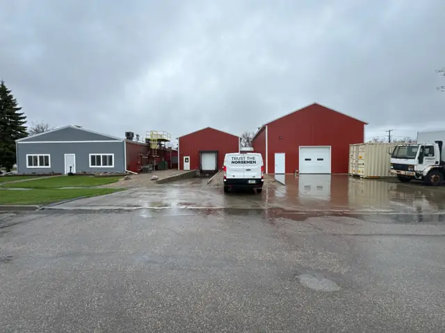 A group of metal shop buildings, a commercial building inspected by Nordic Inspections in Hillsboro, ND.