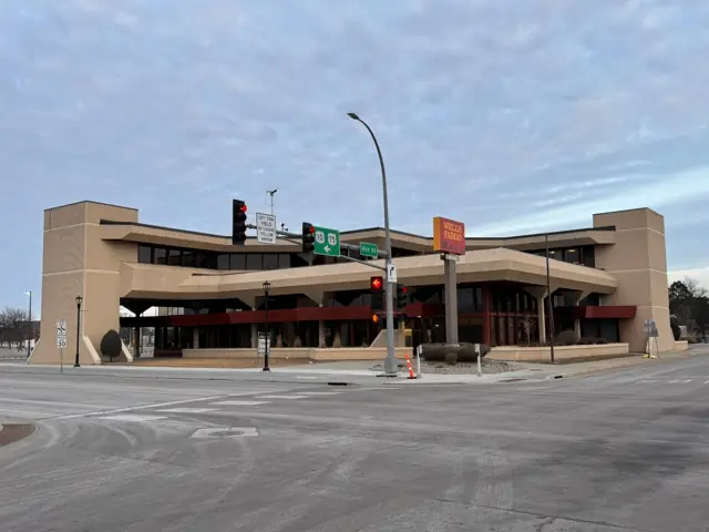 A single-story office building with a front parking lot — commercial building inspected by Nordic Inspections in Moorhead, MN.