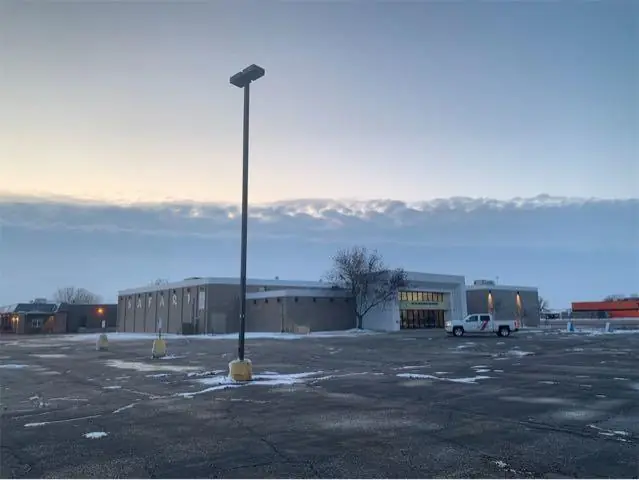 An office building with a landscaped entrance, a commercial building inspected by Nordic Inspections in Moorhead, MN.