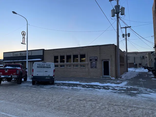 An office building with a landscaped entrance, a commercial building inspected by Nordic Inspections in Valley City, ND.