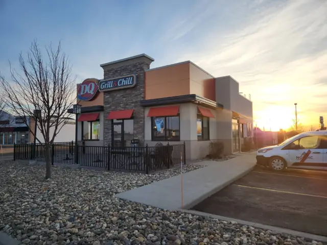 A restaurant building with a drive-thru — commercial building inspected by Nordic Inspections in Wahpeton, ND.