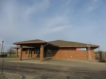 An office building with a landscaped entrance — commercial building inspected by Nordic Inspections in West Fargo, ND.